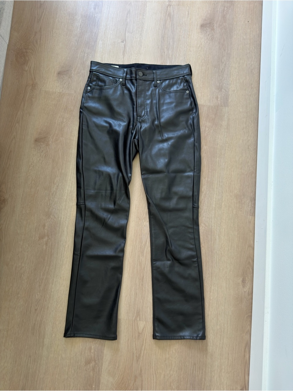 GAP women’s Black Straight Faux Leather Jeans